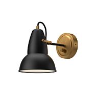 Felix One Light Vanity in Aged Gold Matte Black by Alora