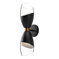 Capri Two Light Vanity in Clear Glass Matte Black by Alora